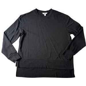 Joy‎ Lab Women's Black Crewneck Sweatshirt Pullover Top Tunic Layered Hem Size L